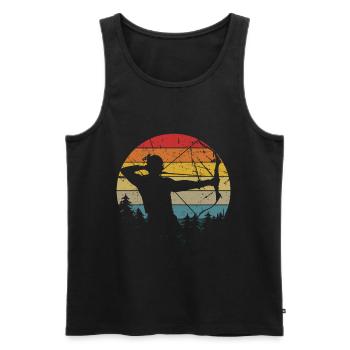 Archery Tshirt Longbow Bow Archery - Men's Premium Organic Tank Top - black - Front - Michal (187cm)