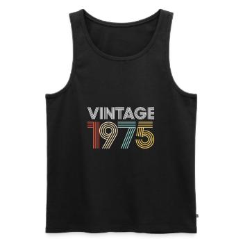 Vintage 1975 Birthday - Men's Premium Organic Tank Top - black - Front - Michal (187cm)