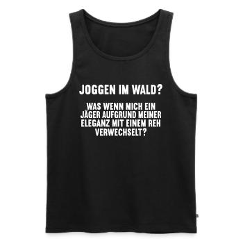 Joggen im Wald Was wenn Jägermich mit Reh - Männer Premium Bio Tank Top - Schwarz - Vorne - Michal (187cm)