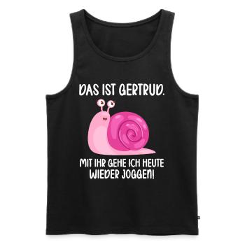 Das ist Gertrud mit ihr gehe ich joggen lustiges - Männer Premium Bio Tank Top - Schwarz - Vorne - Michal (187cm)