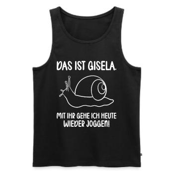 Das ist Gisela mit ihr gehe ich joggen lustiges - Männer Premium Bio Tank Top - Schwarz - Vorne - Michal (187cm)