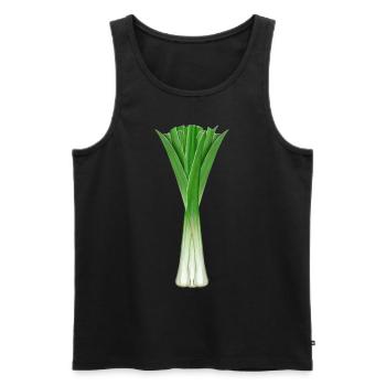 Récolte de poireaux Potager Jardin Oignons de poireaux Cuisine - Débardeur bio Premium Homme - noir - Devant - AI Model Male 178 light (178cm)