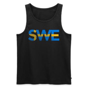 Sweden SWE ensign flag footballer soccer - Men's Premium Organic Tank Top - black - Front - AI Model Male 178 light (178cm)