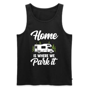 Camping Tshirt Caravan Zelten Lagerfeuer Wohnwagen - Männer Premium Bio Tank Top - Schwarz - Vorne - Michal (187cm)