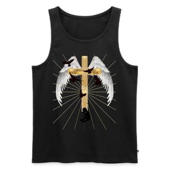 Depression Cross Salvation Resurrection Beyond - Men's Premium Organic Tank Top - black - Front - AI Model Male 178 light (178cm)