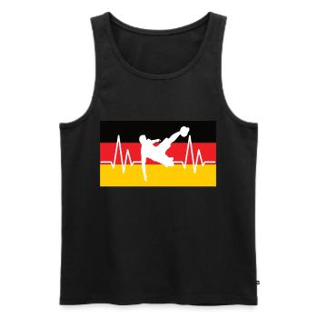 Football Germany Heartbeat - Men's Premium Organic Tank Top - black - Front - Michal (187cm)