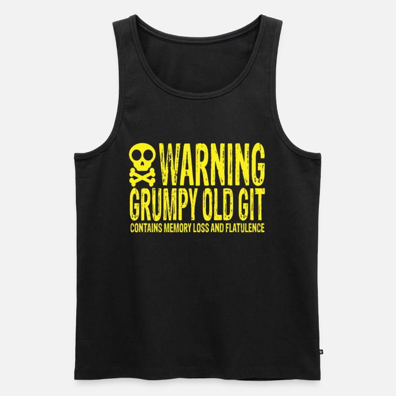 Warning Grumpy Old Git - Männer Premium Bio Tank Top - Schwarz