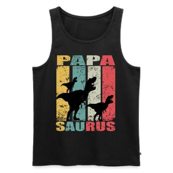 Papasaurus dinosaure Dino Jumeaux Papa Saurus - Débardeur bio Premium Homme - noir - Devant - Michal (187cm)