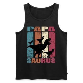Papa Saurus Dinosaur Dino Twins Papasaurus - Men's Premium Organic Tank Top - black - Front - Michal (187cm)