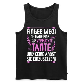 Finger weg ich habe eine verrückte Tante - Männer Premium Bio Tank Top - Schwarz - Vorne - Michal (187cm)