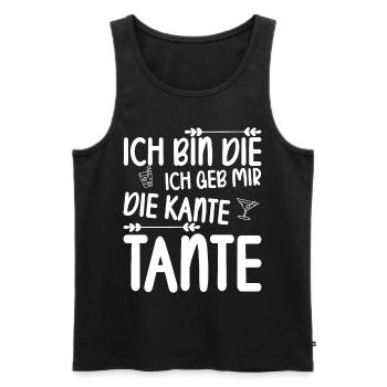 Ich bin die ich geb mir die Kante Tante - Männer Premium Bio Tank Top - Schwarz - Vorne - AI Model Male 178 light (178cm)