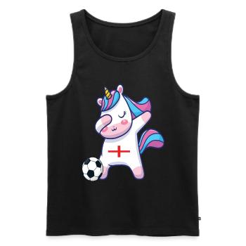 Dabbing Licorne Football Angleterre - Débardeur bio Premium Homme - noir - Devant - AI Model Male 178 light (178cm)