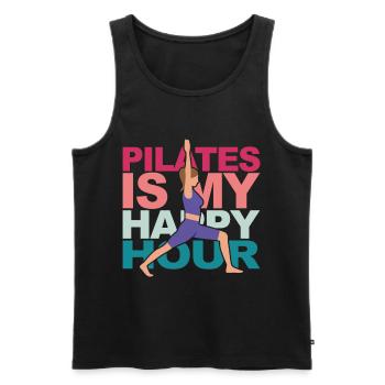 Pilates is my Happy Hour Yoga Fitness Meditation - Männer Premium Bio Tank Top - Schwarz - Vorne - Michal (187cm)