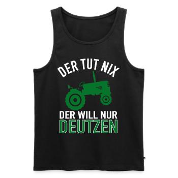 Der Tut Nix Der Will Nur Deutzen - Traktor Bauern - Männer Premium Bio Tank Top - Schwarz - Vorne - AI Model Male 178 light (178cm)