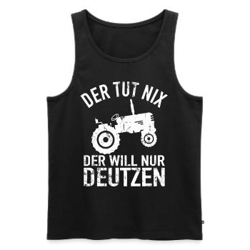 Traktor Bauer - Der Tut Nix Der Will Nur Deutzen - Männer Premium Bio Tank Top - Schwarz - Vorne - AI Model Male 178 light (178cm)