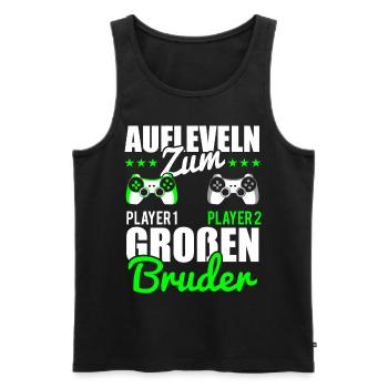 Gamer Bruder Aufleveln zum Grossen Bruder - Männer Premium Bio Tank Top - Schwarz - Vorne - AI Model Male 178 light (178cm)