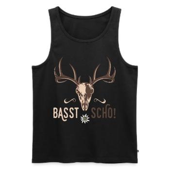 Basst Scho Hirsch Geweih Bayern Bayrischer Dialekt - Männer Premium Bio Tank Top - Schwarz - Vorne - AI Model Male 178 light (178cm)