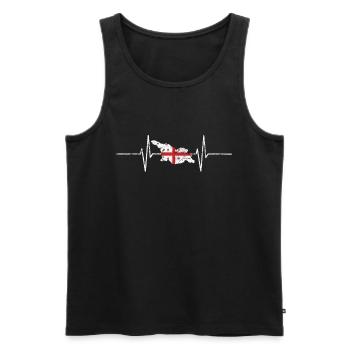 Géorgie avec battement de coeur ECG vintage drapeau - Débardeur bio Premium Homme - noir - Devant - Michal (187cm)