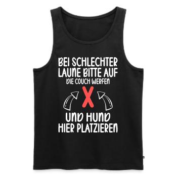Bei schlechter Laune bitte auf Couch Hund hier - Männer Premium Bio Tank Top - Schwarz - Vorne - Michal (187cm)