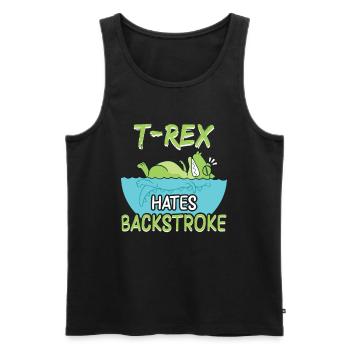 Dinosaurier Schwimmer T Rex Hates Backstroke - Männer Premium Bio Tank Top - Schwarz - Vorne - Michal (187cm)