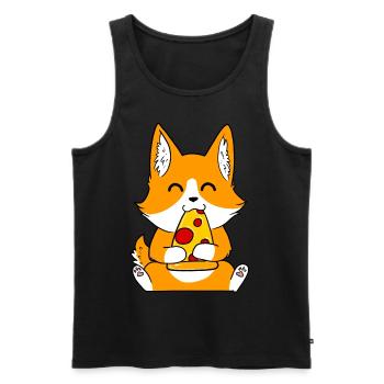 Shiba Inu Lustiges Shiba Inu Pizza - Männer Premium Bio Tank Top - Schwarz - Vorne - Michal (187cm)