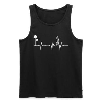 Surfing cardiaque surfing surfeur Heartbeat Surfboard EKG - Débardeur bio Premium Homme - noir - Devant - Michal (187cm)