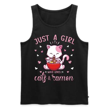 Just a Girl Who Loves Anime Ramen and Cats Kawaii - Men's Premium Organic Tank Top - black - Front - AI Model Male 178 light (178cm)