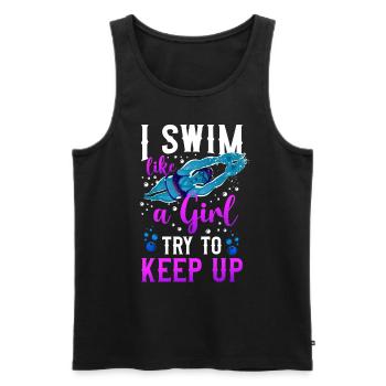 Swimming Swimmer I Know I Swim - Männer Premium Bio Tank Top - Schwarz - Vorne - AI Model Male 178 light (178cm)