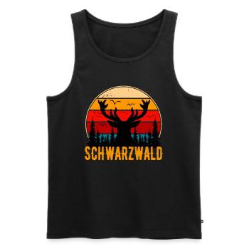 Schwarzwald Retro Hirsch Schwaben Schwarzwälder - Männer Premium Bio Tank Top - Schwarz - Vorne - AI Model Male 178 light (178cm)