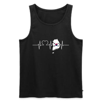 Süd Korea mit Herzschlag EKG Vintage Flagge Süd - Männer Premium Bio Tank Top - Schwarz - Vorne - Michal (187cm)