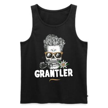 Grantler Totenkopf Bayern Bua Bayrischer Dialekt - Männer Premium Bio Tank Top - Schwarz - Vorne - Michal (187cm)