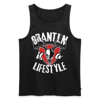 Grantln is a lifestyle Grantler Hirsch Bayern - Männer Premium Bio Tank Top - Schwarz - Vorne - Michal (187cm)