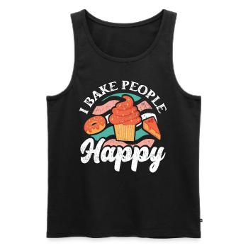 I bake people happy für Bäcker - Männer Premium Bio Tank Top - Schwarz - Vorne - Michal (187cm)
