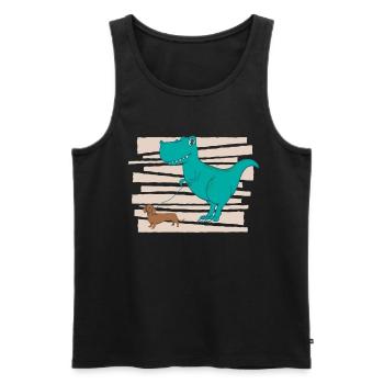 Weiner Dog Dachshund T Rex Dinosaur - Men's Premium Organic Tank Top - black - Front - AI Model Male 178 light (178cm)