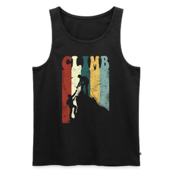 Rock Climbing Climber Climb Retro - Männer Premium Bio Tank Top - Schwarz - Vorne - AI Model Male 178 light (178cm)