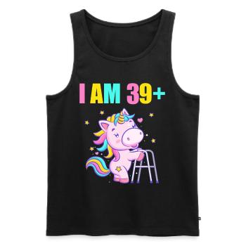 40 ans de licorne J’ai 39 ans+ 40 ans - Débardeur bio Premium Homme - noir - Devant - Michal (187cm)