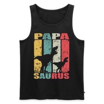PapaSaurus dinosaures Bébé Familles Papa Saurus - Débardeur bio Premium Homme - noir - Devant - Michal (187cm)