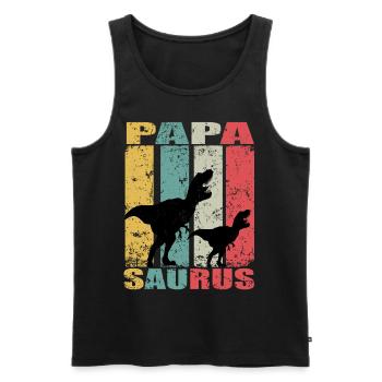 PapaSaurus dinosaures Bébé Familles Papa Saurus - Débardeur bio Premium Homme - noir - Devant - Michal (187cm)