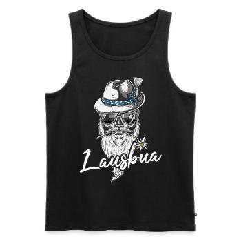 Lausbua Bayern Tracht Totenkopf cool - Männer Premium Bio Tank Top - Schwarz - Vorne - Michal (187cm)