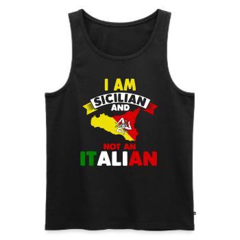 Italie Italia Italiens Siciliens Sicile - Débardeur bio Premium Homme - noir - Devant - AI Model Male 178 light (178cm)