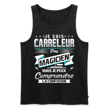 Carreleur de Carrelage Humour - Débardeur bio Premium Homme - noir - Devant - AI Model Male 178 light (178cm)
