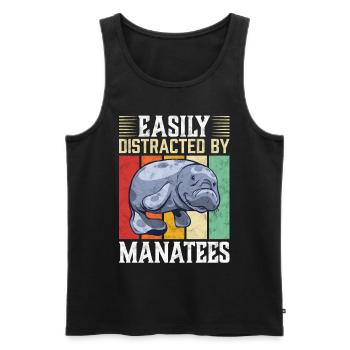 Easy to distract by manatee marine mammals - Men's Premium Organic Tank Top - black - Front - AI Model Male 178 light (178cm)
