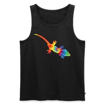 Crested Gecko Tie Dye - Männer Premium Bio Tank Top - Schwarz - Vorne - AI Model Male 178 light (178cm)