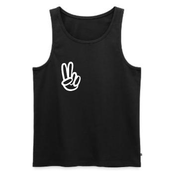 Hippie Paix Peace Peace Signe de paix - Débardeur bio Premium Homme - noir - Devant - Michal (187cm)