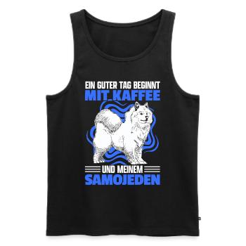 Samojede und Kaffee Schlittenhund Samojeden - Männer Premium Bio Tank Top - Schwarz - Vorne - Michal (187cm)