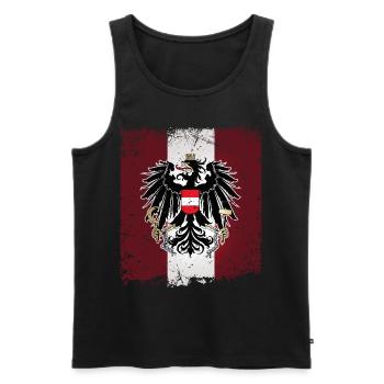 Österreich Fahne Flagge Wappen Adler Retro Austria - Männer Premium Bio Tank Top - Schwarz - Vorne - AI Model Male 178 light (178cm)