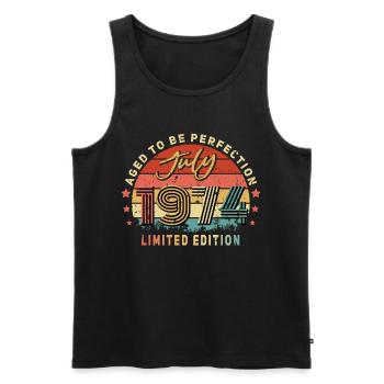 Juli 1974 Vintage - Männer Premium Bio Tank Top - Schwarz - Vorne - Michal (187cm)