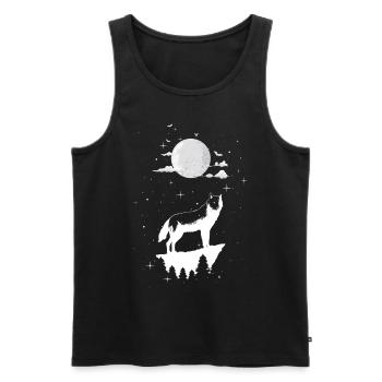 Wolf - Männer Premium Bio Tank Top - Schwarz - Vorne - AI Model Male 178 light (178cm)