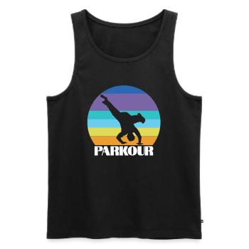 Gymnastique Parkour Sport Freerunning - Débardeur bio Premium Homme - noir - Devant - Michal (187cm)