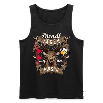 Dirndl Jäger auf der Pirsch Hirsch Lustige Sprüche - Männer Premium Bio Tank Top - Schwarz - Vorne - Michal (187cm)